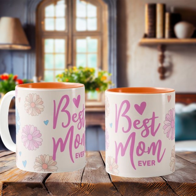 Blue Pink Best Mama Ever Mother Day Tasse (Von Creator hochgeladen)