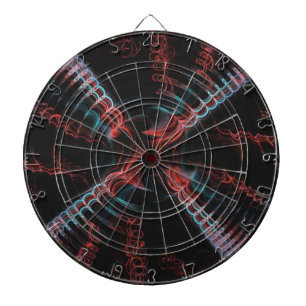 Blue Pink Black Abstrakt Spiral Fraktal Dart Board Dartscheibe