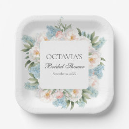 BLUE PINK BLOMING BLUME BRIDAL MONOGRAM PAPPTELLER
