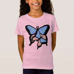 Blue & Pink Butterflies Girls T-Shirt