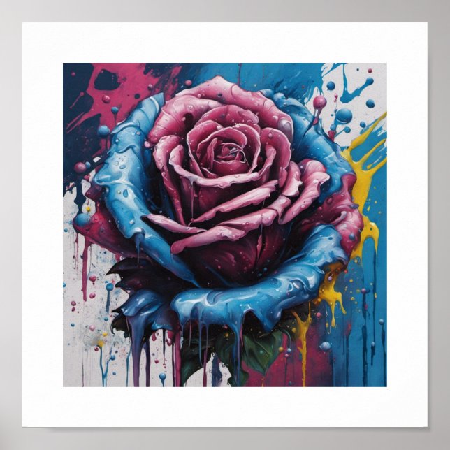 Blue Pink Chaos Rosen Poster (Vorne)