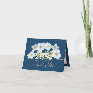 Blue Pink Chic Anemone Orchid Bouquet Vielen Dank Karte