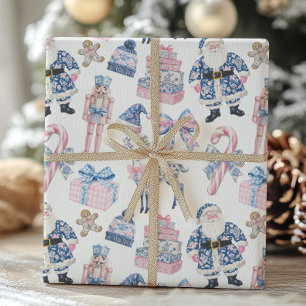 Blue & Pink Chinoiserie Weihnachten Geschenkpapier