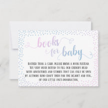 Blue Pink Confetti Baby Book Request Card