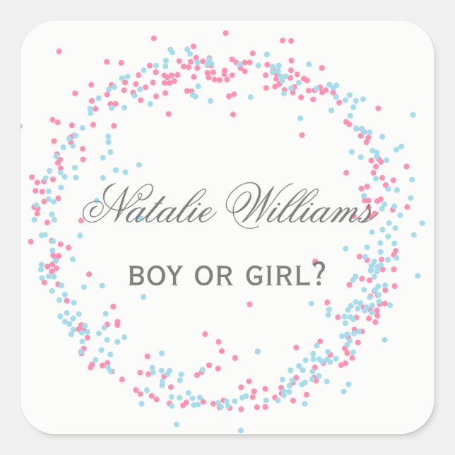 Blue & Pink Confetti - Square Sticker (Vorderseite)