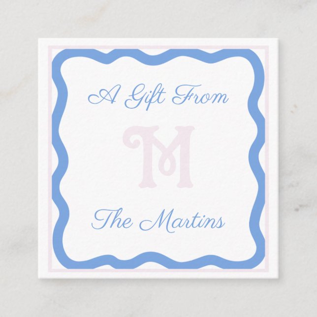Blue/Pink Dainty Bow 2.5" x 2.5" Enclosure Card Begleitkarte (Vorderseite)