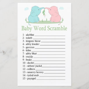Blue Pink Elephant Baby Wortspiel