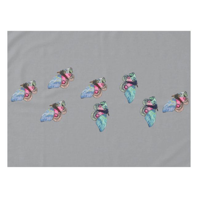 Blue Pink Exotic Butterflies Pattern Tischdecke (Vorderseite (Horizontal))