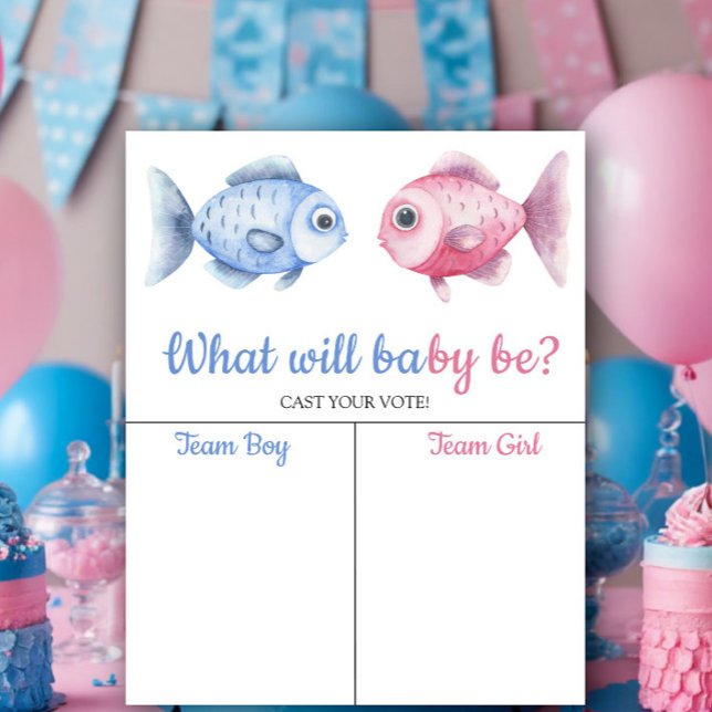 Blue & Pink Fish Gender reveal Boy or Girl chart Poster (Von Creator hochgeladen)