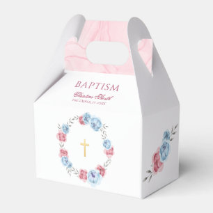 Blue Pink Floral Baby Taufe Christening Geschenkschachtel