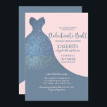 Blue Pink Funkelnd Glitzer Dress Debutante Dance Einladung<br><div class="desc">Diese elegante und glamouröse Debüttenball-Party Einladung ist perfekt für das trendige und stilvolle Mädchen. Es ist mit einem Imitat bedruckt dunkelstaubblauen funkelnd Glitzer Farbverlauf ombre Kleid auf einem rot rosa Hintergrund. Auf der Rückseite sind ein passendes Monogramm und ein einfaches Farbblock-Design. Es ist modern, einfach, elegant und mädchenhaft; das perfekte...</div>