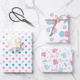 Blue Pink Gender Reveal Packaging Paper Sheets Geschenkpapier Set