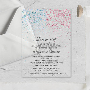 Blue & Pink Glitzer Confetti Gender Reveal Party Acryleinladungen