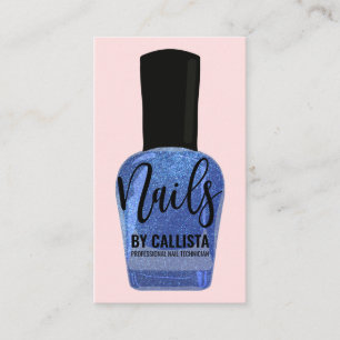 Blue Pink Glitzer Nail Polnischer Nageltechniker Visitenkarte