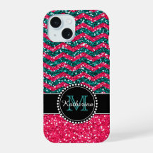 Blue & Pink Glitzer Zickzack Personalisiert Defend