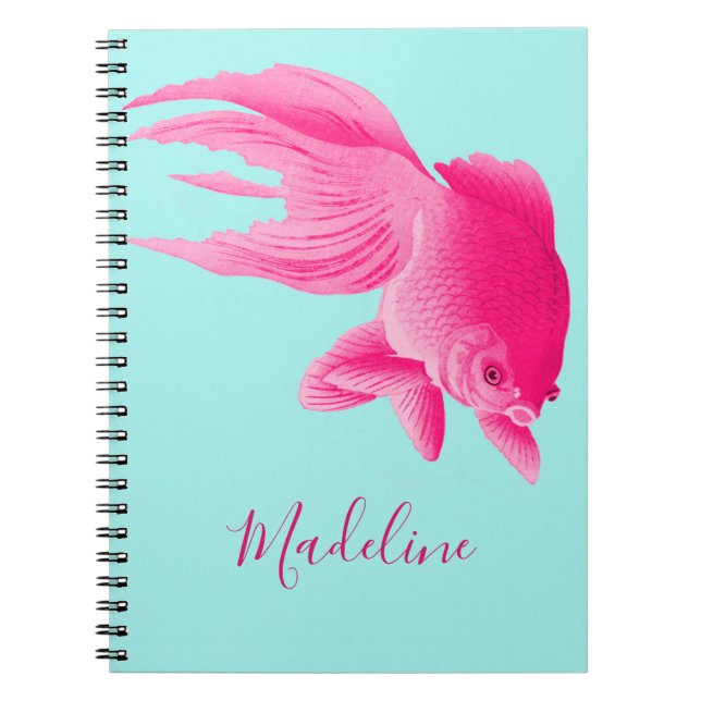 Blue Pink Goldfish Large Modern Pop Personal Notizblock (Vorderseite)