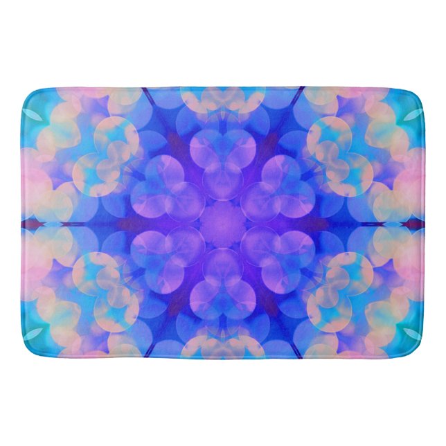 Blue & Pink Gradient Pastell Bubble Art Badematte (Vorderseite)