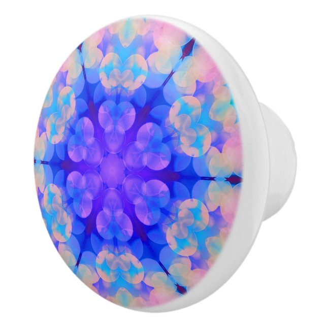 Blue & Pink Gradient Pastell Bubble Art Keramikknauf (Rechts)