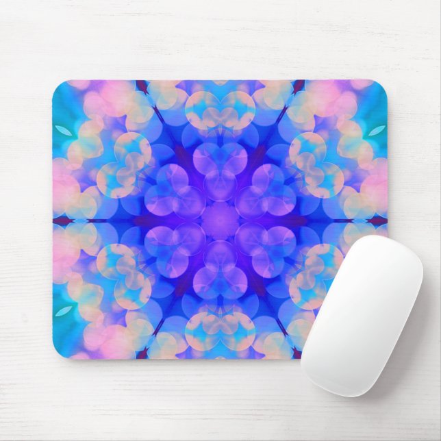 Blue & Pink Gradient Pastell Bubble Art Mousepad (Mit Mouse)
