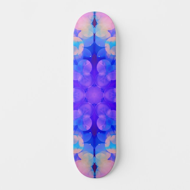 Blue & Pink Gradient Pastell Bubble Art Skateboard (Vorderseite)