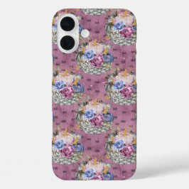 BLUE PINK GRAY HALLOWEEN PUMPKINS & BLUME iPhone 16 PLUS HÜLLE