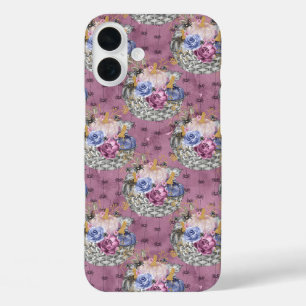 BLUE PINK GRAY HALLOWEEN PUMPKINS & BLUME iPhone 16 PLUS HÜLLE