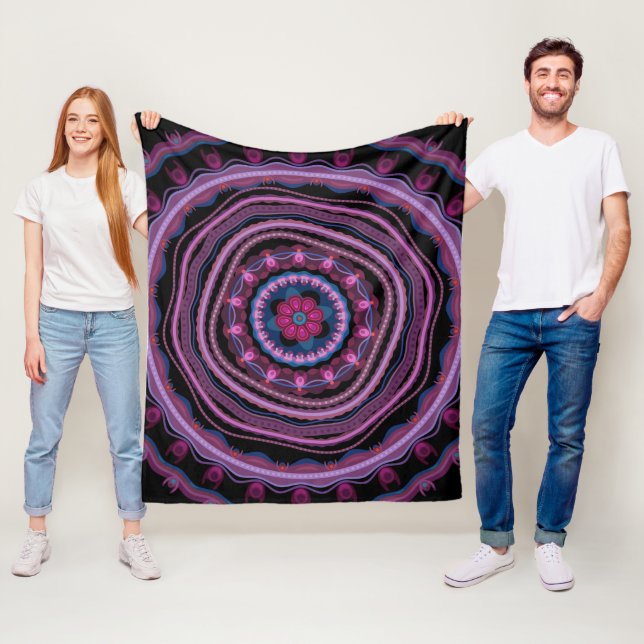 Blue Pink Lilac Mandala Fleecedecke (Beispiel)