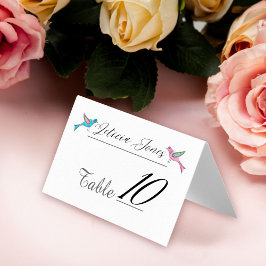 Blue & Pink Lovebirds Mexican Wedding Platzkarte