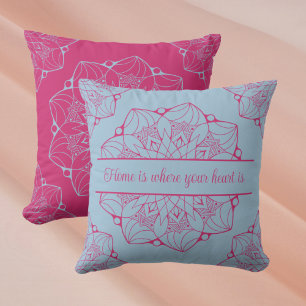 Blue & Pink Mandala Personalisiertes Throw Kissen