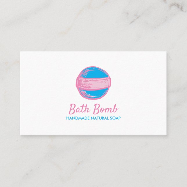 Blue Pink Natural Soap Logo Wellness-Center Bath B Visitenkarte (Vorderseite)