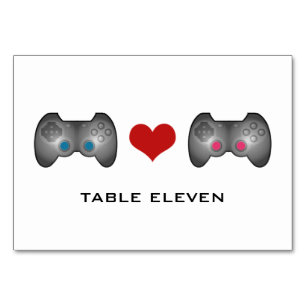 Blue Pink Niedlich Gamer Table Card Tischnummer