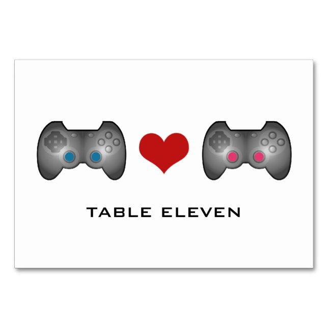 Blue Pink Niedlich Gamer Table Card Tischnummer (Vorderseite)