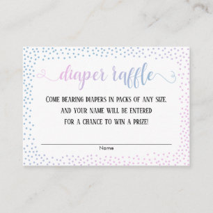 Blue & Pink Ombre Confetti Diaper Raffelkarten Begleitkarte