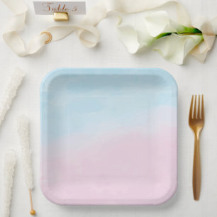 Blue Pink Ombre Gender Neutral Baby Dusche Pappteller