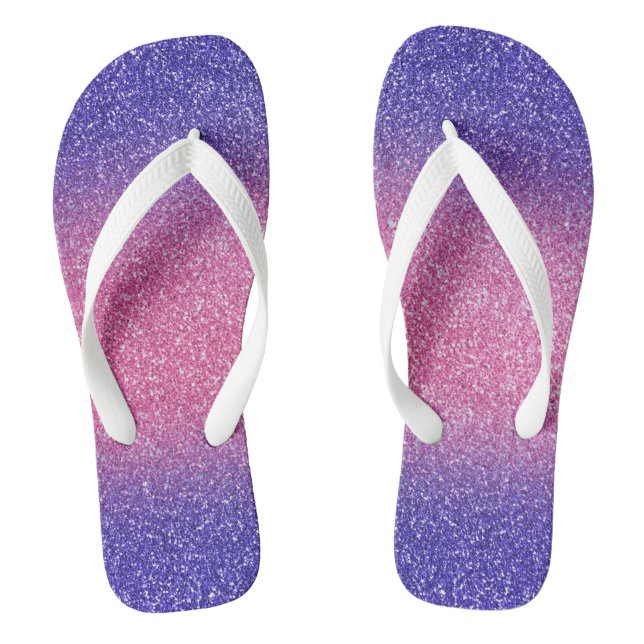 Blue-Pink Ombre Glitzer, Pair of Flip Flops (Fußbett)