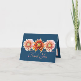 Blue Pink Orange Dahlias Floral Bouquet Vielen Dan Karte