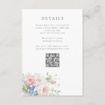Blue & Pink Pastel Floral QR Wedding Details