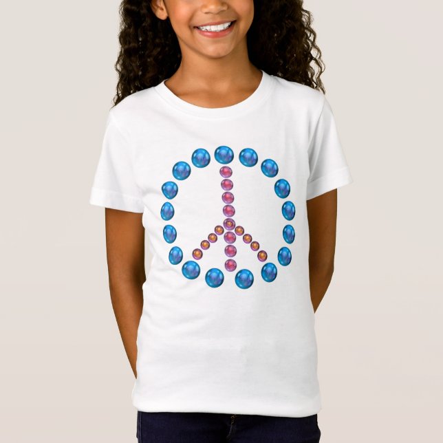 Blue Pink Peace Sign Shirt (Vorderseite)