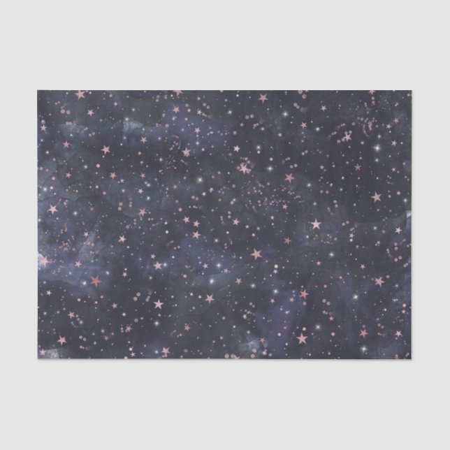 Blue & Pink Starry Night Sky Celestial Baby Dusche Seidenpapier (Vorderseite)