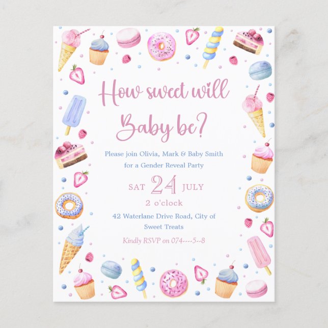 Blue Pink Sweet Leckereien Baby Gender Reveal (Vorderseite)