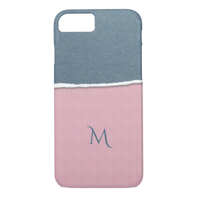Blue & Pink Textur kundenspezifische Monogramm Tel Case-Mate iPhone Hülle (Rückseite)
