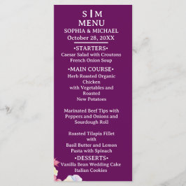 Blue Pink Watercolor Blume QR Code Hochzeit Menükarte