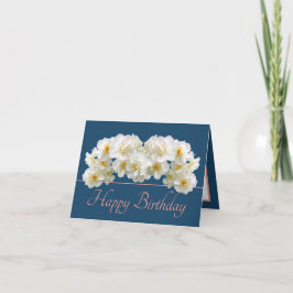 Blue Pink White Daffodil Bouquet Happy Birthday Karte