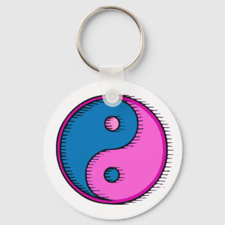 Blue Pink Windblown Yin Yang Schlüsselanhänger