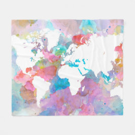 Blue Pink World Map Design 48 Fleecedecke