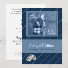 Blue Pinstripe Gay Wedding Einladung