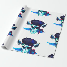 Blue Pirate Skull Geschenkpapier