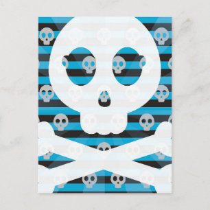 Blue Pirate Skull Postcard Postkarte