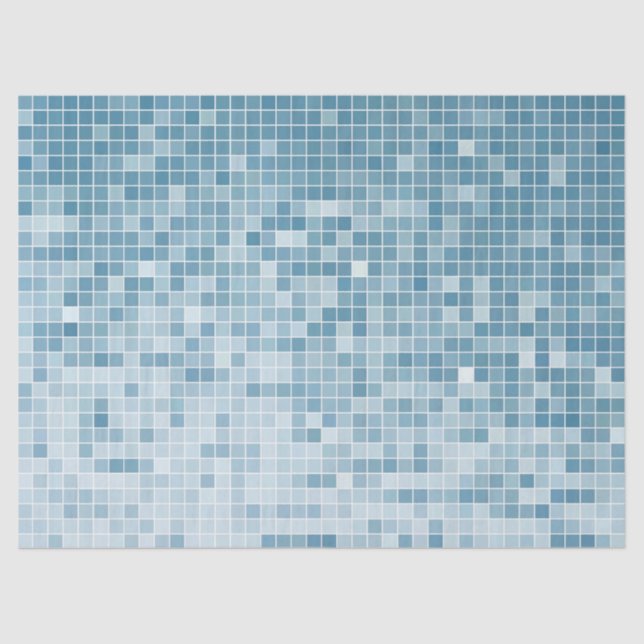 Blue Pixel Mosaic Gradient Seidenpapier (Vorderseite)