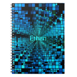 Blue Pixels Matrix | Personalisiertes SpiralNotebo Notizblock